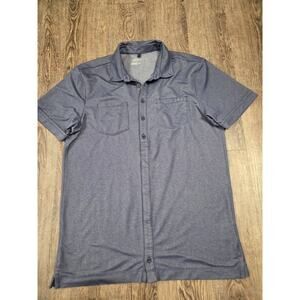 Nike Men's Short Sleeve Dark Blue Gray Button Front Golf Sport Shirt Size Medium